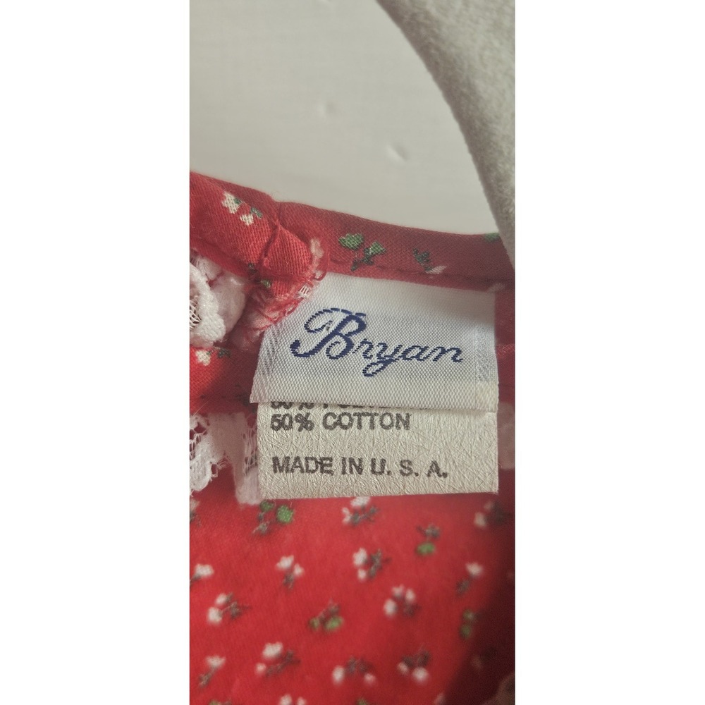 Vtg Bryan girls Sz 5 floral calico Christmas dress intricate white lace ribbon - Picture 6 of 7
